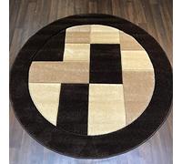 Oriental Rug Company Stunning Circular Block Brown/Beige 140x140cm Circle Hand Carved Woven Backed Rugs