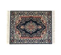 Oriental Rug Mouse Pad - Mini Carpet Style Mousepad with Fringe, Non-Slip Rubber Base, Aesthetic Desk Accessory for Office & Home, Blue | Inusitus