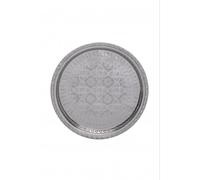 Moroccan Brass Round Silver Serving Tray Nadia Silver ø 32cm | Oriental Decorative Trays and Platters for Teapot Candle or Party Food | Engraved Plates in Morocco Style as Home or Kitchen Decoration