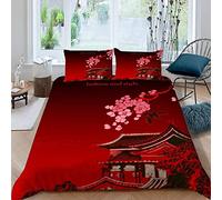Oriental Style Bedding Sets Double Size Soft Microfiber Personalised Bedding Landscape Art 3D Double Bed 3 Pieces Small Double Duvet Cover with Zipper Quilt Cover Anti-Allergic