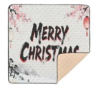 Oriental - Style "Merry Christmas" Design Soft Thick Baby Playmat for Indoor Outdoor Non-Toxic Baby Play Tummy Time Mat for Baby Kids Toddlers Infants, 50'' x 50''