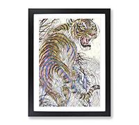 Oriental Tiger Art No.2 Modern Bg Framed Wall Art Print, Ready to Hang Picture for Living Room Bedroom Home Office Décor, Black A2 (64 x 46 cm)