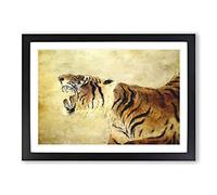 Oriental Tiger Vol.1 Painting Framed Print | A2 Black Framed Wall Art | Ready to Hang | Modern Animal Picture | Living Room Bedroom Lounge Office