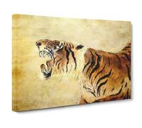 Oriental Tiger Vol.1 Painting Modern Art Canvas Wall Art Print Ready to Hang, Framed Picture for Living Room Bedroom Home Office Décor, 24x16 Inch (60x40 cm)