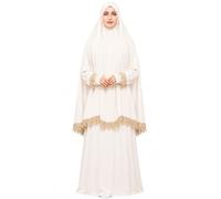Oriental Trade Women’s Muslim 2 Piece Prayer Dress with Sleeves, One Size (Cream)