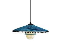 Oriental Tradition Classical, Creative Hat Design Pendant Light Personalized Blue Hardware + Fabric Hanging Lighting Installation for Living Room, Dining Room, Kitchen, Study, Bedroom