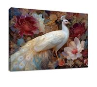 Oriental Traditional Canvas Wall Art 100 x 70 cm Canvas Framed Painting, Wall Prints Artwork Picture for Living Room, Bedroom, Hallway, Kitchen or Office Decor - Multicolor Animal Peacock Floral