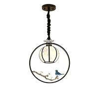 Oriental Traditional Lantern Pendant Light, Electroplated Metal Lamp Body + Fabric Lampshade Hanging Lamps, E27 Lamp Holder, Simple Ceiling Drop Lights Compatible with Restaurant,Modern Chandelier