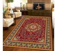 Oriental Turkish Persian Red Area Rug, Abstract Boho Moroccan Pattern Indoor Non-Slip Kids Rugs, with Anti-Slip Backing Washable Indoor Carpet for Living Room Bedroom Study Dining Room - 2' x 3'