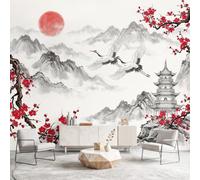 Oriental Wall Mural Wallpaper, Mountains Sun Wallpaper Decorative Wall Mural for Bedroom Study Living Room Home Decor Photo, 260 x 170 cm(W x H)