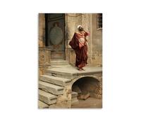 Orientalist Art Ludwig Deutsch Calling The Faithful 1893 Middle Eastern Figure with Traditional Attire Wall Art Print Art Canvas Painting Decor Wall Print Photo Home Modern Decoratives Unframe 16x24i