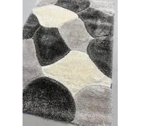OrientalRugCompany Large Rugs160cm X 230cm approx 8x5ft Grey/Cream/Silver shaggy 3D rugs, Modern design Soft Pile Mats/Carpets Super Shaggy Super Thick carved living room 5cm Pile House/Home