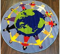 OrientalRugCompany Non Slip Large Circular Play Mat/Rug 133cm x 133cm Hours Of Fun Multi-cultural World Mats Education Mats Home/School/Nursery