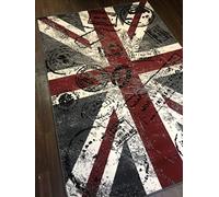 orientalrugcompany Retro Union Jack Rug, Grey/Red, 120 x 170 cm, Machine Made, Area Rug, High-traffic Areas, Indoor Use, Washable
