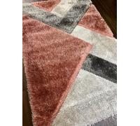 orientalrugcompany Rugs Soft Grey/Pink Shaggy Carved 120cm x 170cm 3D Woven Rugs/Mats