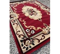 OrientalRugCompany X Large size Rugs/Carpet/Mats 240cm x 330cm Aprox 11x8ft Woven backing Soft Pile Carved Red/Beige/Cream