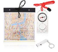 Orientation Compass, Waterproof Map Case with Emergency Whistle, Navigation Compass and Transparent Map Cover Waterproof Map Holder with Lanyard for Explorer Expedition Camping, Hiking, Survival