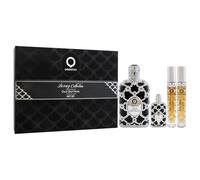 Orientica Oud Saffron 4 Pc Gift Set Eau De Parfum - Oriental, Vanilla, Saffron, Woody, Patchouli, Musk, Agar Wood - Arabic Perfume for Men & Women - (2.7oz, 2x10ml spray & 7.5ml splash)
