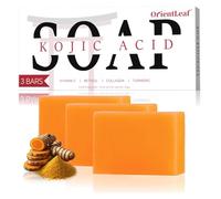 ORIENTLEAF Kojic Acid Soap, Turmeric Soap Bar for Dark Spots, Fresh Citrus Scent, Gentle for Face and Body with Vitamin C, Shea Butter, Retinol, Olive Oil, Collagen (3 PACK)