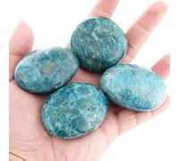 Orientrea Blue Apatite Palm Stone-4 Pcs Blue Apatite Pocket Energy Stone, Smooth Healing Crystal Worry Stone