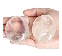 Orientrea Clear Quartz Palm Stone-2 Pcs Polished Healing Clear Quartz Pocket Energy Stones, Smooth Healing Crystal Worry Stone