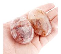 Orientrea Hematoid Quartz Palm Stone-2 Pcs Hematoid Quartz Pocket Energy Stone, Smooth Healing Crystal Worry Stone