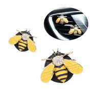 ORIESSE Bling Bumblebee Car Air Freshener Vent Clip,2pcs Cute Yellow Bee Alloy Vent Clips Car Accessories with Rhinestones,Women Car Air Freshener Car Charm