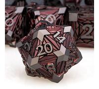 ORIFANTOU 7PCS Metal DND Dice Set with Box, Debris RPG Black Red D and D Dice for use with D&D Tabletop Games Role Playing Game Polyhedral Dice Set D20 D12 D10 D8 D6 D4