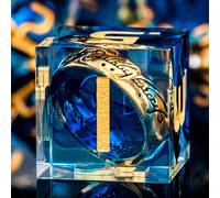 ORIFANTOU Magic Golden Ring DND Dice Set Sharp Edge Blue Resin Dice with Box, Lord D and D Polyhedral Dice Set for use with D&D RPG Role Playing Games