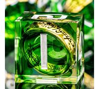 ORIFANTOU Magic Golden Ring DND Dice Set Sharp Edge Green Resin Dice with Box, for use with D&D RPG Role Playing Games, Lord D and D Polyhedral Dice Set