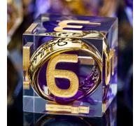 ORIFANTOU Magic Golden Ring DND Dice Set Sharp Edge Purple Resin Dice with Box, for use with D&D RPG Role Playing Games, Lord D and D Polyhedral Dice Set