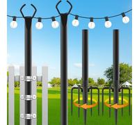 Orifesio 2 Pack String Light Poles, 10FT Metal Poles with Fork for Outdoor String Lights, Heavy Duty Lighting Stand for Outside, Patio, Garden, Deck, Backyard, Wedding, Party, Christmas Decoration