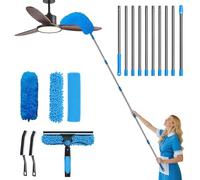 Orifesio 4.3M Long Reach Window Cleaning Equipment, Extendable Window Cleaning Kit with 10 Extension Pole, 2 Crevice Brush, 1 Duster & 3 Microfiber Cloth, High Windows Cleaner Pole Indoor Outdoor