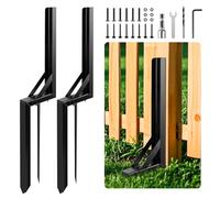 Orifesio Fence Post Repair Kit, 2 Pack Heavy Duty Steel Fence Post Support, 30'' Thickened Anchor Ground Spike H-Shaped Design for Repairing Tilted or Broken Wood Posts
