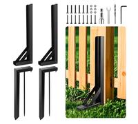 Orifesio Fence Post Repair Kit, Metal Fence Repair Spike, Heavy Duty Fixed Anchor, Steel Fence Post Support, Garden Ground Stakes for Repairing Tilted Broken Wooden Fence Posts, 2 Pack