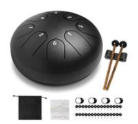 Orifesio Rain Drum for Garden, 6 Inch 8 Notes Steel Tongue Drum C Major, Mini Handpan Drum with Music Book and Drumsticks, Percussion Instrument for Musical Education Meditation Yoga, Black