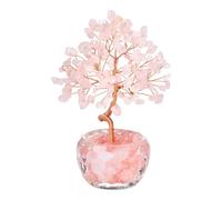 Orifesio Rose Quartz Crystal Tree, Pink Healing Crystals Tree of Life for Home Office Decor, Handmade Gemstone Money Trees, Spiritual Crystal Gifts for Women Birthday Christmas House Warming Gifts