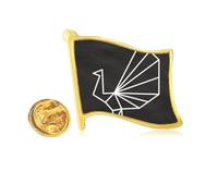 Origa Peacock Geometric Shape Golden Metal Flag Lapel Pin Badge