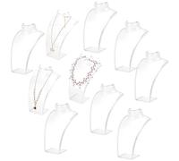 ORIGACH 10 PCS Acrylic Necklace and Earring Display Bust Stand, Clear 3D Necklace Display Stand, Transparent Jewelry Mannequin for Selling Trade Shows Photography Props Retail, 8Inch Height