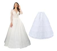 ORIGACH 100cm 4 Hoop Skirt Crinline Petticoat A-line Underskirt Skirt, Tulle Petticoat Crinoline for Women Under Dress Party Costume Wedding Quinceanera Dresses, White