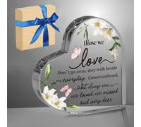 ORIGACH 10x10cm Lily and Butterfly Heart Memorial Bereavement Gifts Sympathy Condolence Gift Acrylic Table Decorations for Loss of Loved One Table Centerpieces Remembrance