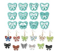 ORIGACH 12 Pcs Bow Shape Polymer Clay Cutters, Bow with Sports Ball Pattern Design Clay Cutters for Polymer Clay Jewelry Earrings with a Clear Storage Box