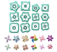 ORIGACH 12 Pcs Pinwheel Clay Cutters, Polymer Clay Cutters, Pinwheel Design Clay Cutters for Polymer Clay Jewelry Earrings with a Clear Storage Box