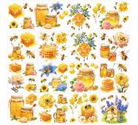 ORIGACH 12 Sheets Rub on Transfer for Crafts and Furniture Bee & Honey Theme Theme Rub on Transfer Stickers Decals for Glass Wood Ceramic, DIY Scrapbooking & Home Decor, 5.51 x 5.51 Inch