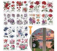 ORIGACH 12 Sheets Rub on Transfer for Crafts and Furniture Vintage Flower & Words Rub on Transfer Stickers Decals for Glass Wood Ceramic, DIY Scrapbooking & Home Decor, 5.51 x 5.51 Inch