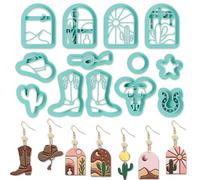 ORIGACH 13 Pcs Western Cowboy Polymer Clay Cutters Set Earring Clay Cutter DIY Craft Supplies for Earring and Jewelry Making