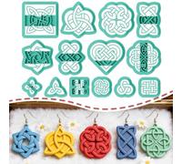 ORIGACH 14 Pcs Chinese Style Celtic Knot Polymer Clay Cutters Set Vintage Boho Intricate Knot Earring Clay Cutter DIY Craft Supplies for Earring and Jewelry Making