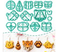 ORIGACH 14 Pcs Tiger Polymer Clay Cutters Set Bow Star Tiger Claws Heart Flower Shapes Earring Clay Cutter DIY Craft Supplies for Earring and Jewelry Making