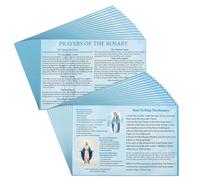 ORIGACH 150 PCS How to Pray The Rosary Prayer Card Bulk, Light Blue | 5.9×3.9 Inch Catholic Laminated Card How to Pray the Rosary Pamphlet for Beginner Sunday Learning