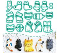 ORIGACH 16 Pcs Cute Cat Polymer Clay Cutters Set Earring Clay Cutter DIY Craft Supplies for Earring and Jewelry Making